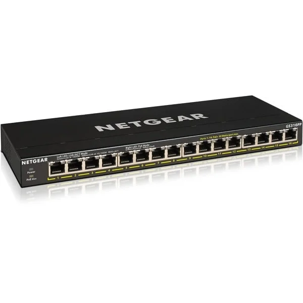 Netgear GS316P, Switch (115W PoE Budget)