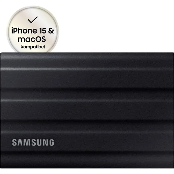 Samsung Portable SSD T7 Shield 4 TB, Externe SSD (schwarz, USB-C 3.2 Gen 2 (10 Gbit/s), extern)