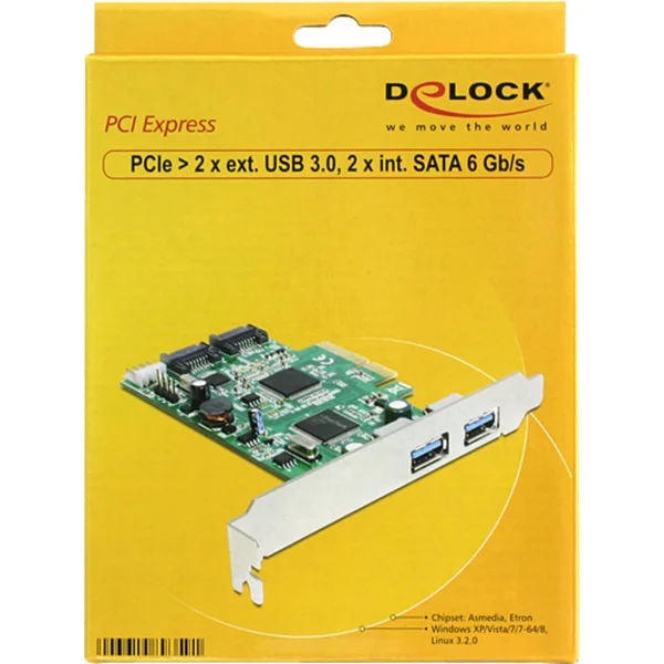 DeLOCK PCI Express Karte > 2x USB 3.0, 2x SATA, Controller