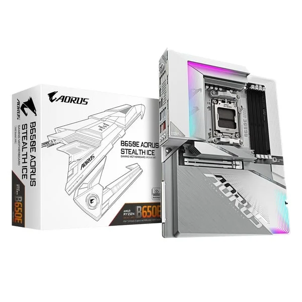 GIGABYTE B650E AORUS STEALTH ICE, Mainboard (weiß/silber)