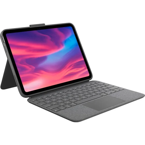 Logitech Combo Touch, Tastatur (grau, DE-Layout, Scherenmechanik, für iPad 10. Generation)