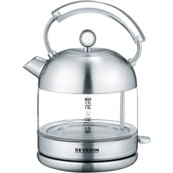 Severin Glas-Wasserkocher Retro WK 3459 (edelstahl/schwarz, 1,7 Liter)
