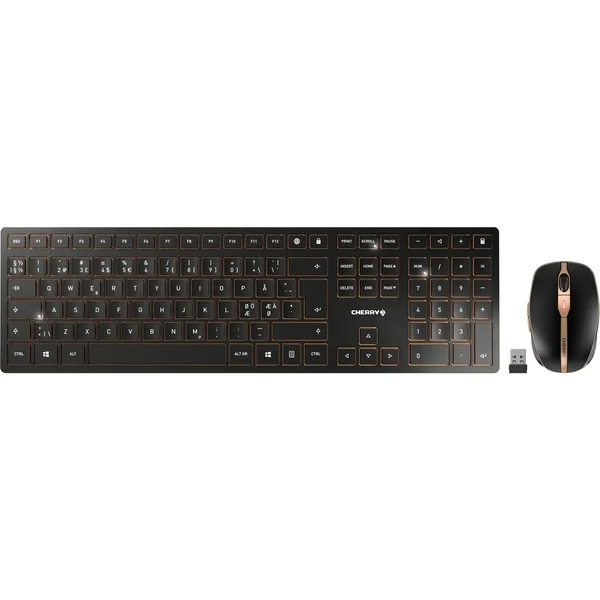 CHERRY DW 9100 SLIM, Desktop-Set (schwarz/bronze, PL-Layout, Cherry SX-Scherentechnologie)