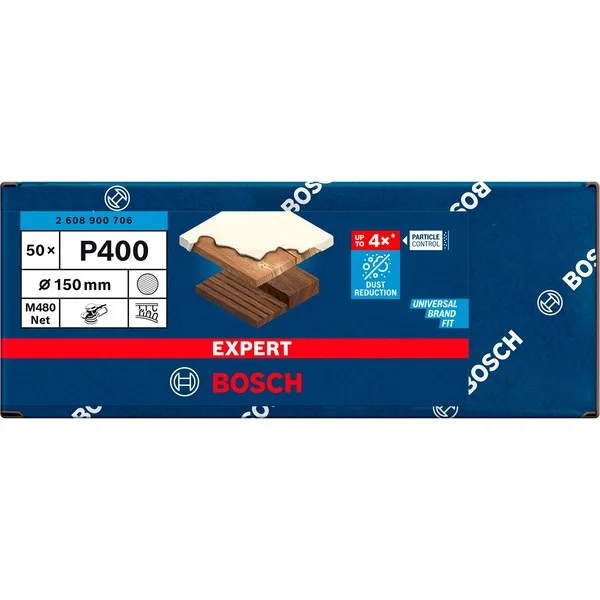 Bosch Professional Expert M480 Netzstruktur-Schleifblatt Ø 150mm, K400 (50 Stück, für Exzenterschleifer)