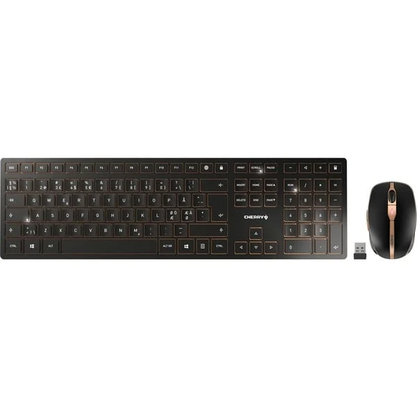 CHERRY DW 9100 SLIM, Desktop-Set (schwarz/bronze, PL-Layout, Cherry SX-Scherentechnologie, B-Ware)