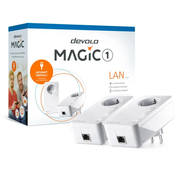 devolo Magic 1 LAN 1-1-2 Starter Kit, Powerline (zwei Adapter, B-Ware)