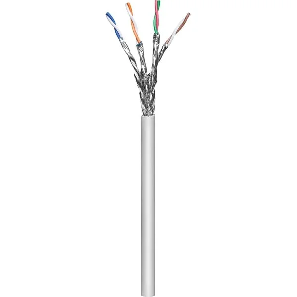 goobay Patchkabel CAT6a S/FTP (grau, 100 Meter, ohne Stecker)
