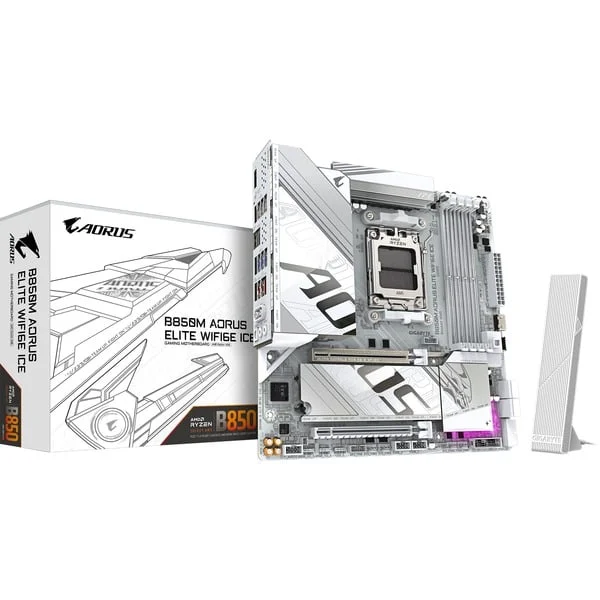 GIGABYTE B850M AORUS ELITE WIFI6E ICE, Mainboard (silber/weiß)