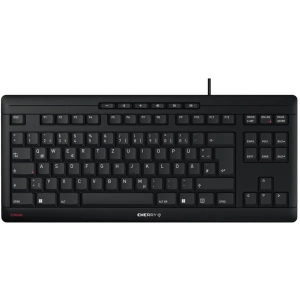 CHERRY STREAM KEYBOARD TKL, Tastatur (schwarz, DE-Layout, Cherry SX-Scherentechnologie)