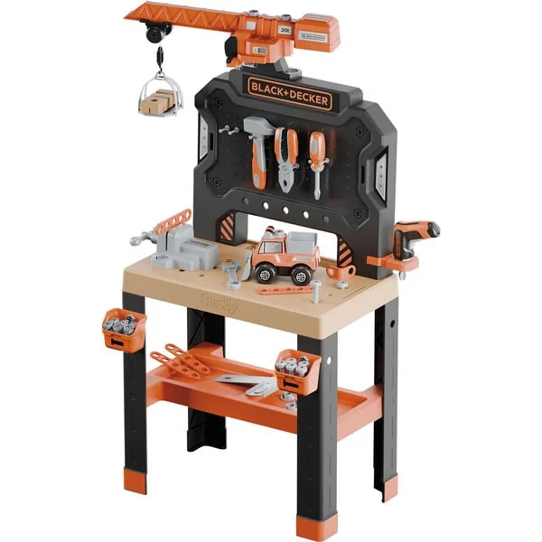 Smoby Black+Decker Werkbank mit Kran, Kinderwerkzeug