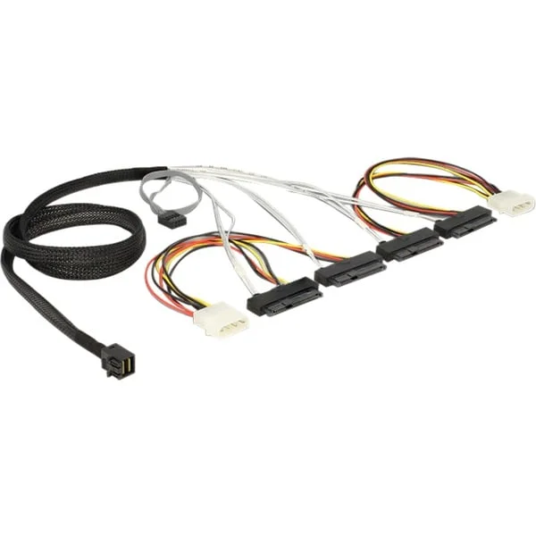 DeLOCK Adapterkabel miniSAS HD SSF8643 > 4x SFF8482 (50cm)