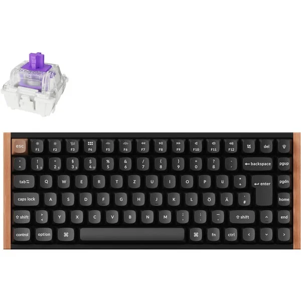 Keychron K2 HE, Gaming-Tastatur (schwarz/holz, DE-Layout, Gateron Double-Rail Magnetic Nebula, Aluminiumrahmen)