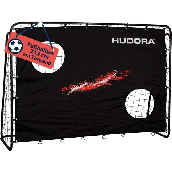 HUDORA Fußballtor Trainer mit Torwand (schwarz, Motiv Blur)