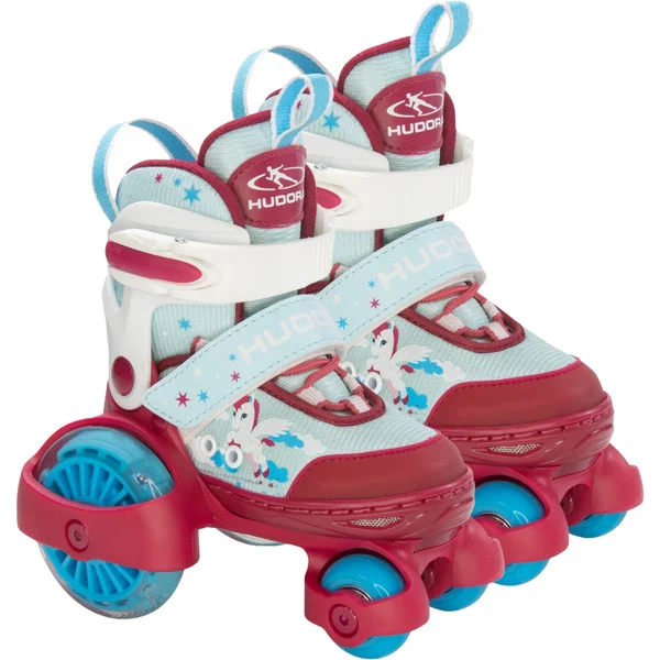 HUDORA Rollschuh My First Quad LED Gr. 26-29, Rollschuhe (rot/hellblau, mit LED-Beleuchtung)