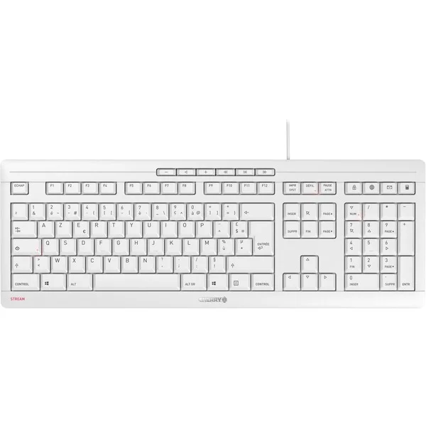 CHERRY STREAM KEYBOARD, Tastatur (weiß/grau, FR-Layout, Cherry SX-Scherentechnologie)