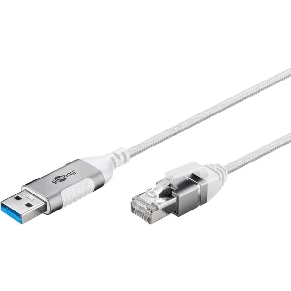goobay Ethernet-Adapterkabel USB-A 3.2 Gen1 > RJ-45, Slim (weiß, 15 Meter)