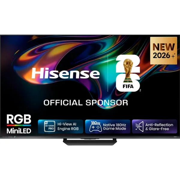 Hisense 65UR8DS RGB MiniLED, LED-Fernseher (164 cm (65 Zoll), schwarz/dunkelgrau, UltraHD/4K, Hi-View AI Engine RGB, 180Hz Panel)