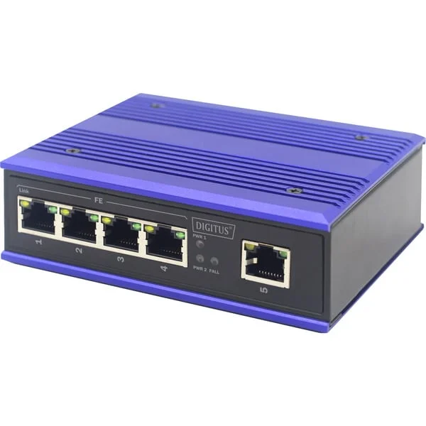 Digitus 4 Port Fast Ethernet Netzwerk Switch, Industrial