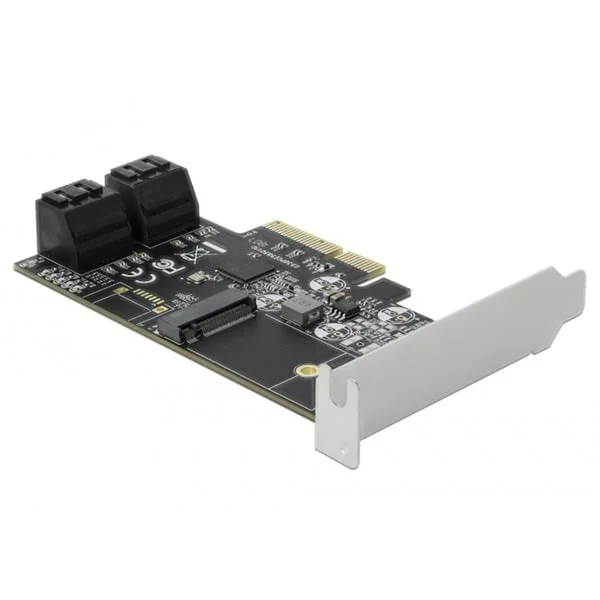 DeLOCK 4 Port SATA und 1 Slot M.2 Key B PCI Express x4 Karte - Low Profile Formfaktor, Adapter