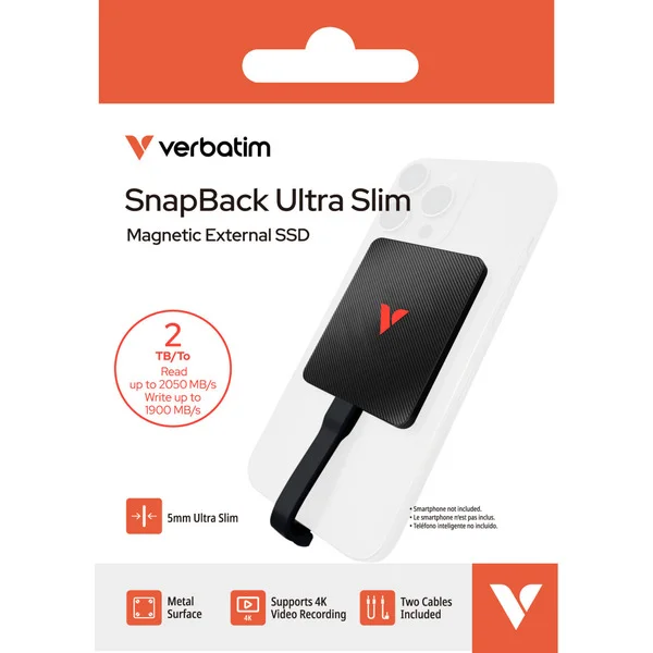 Verbatim SnapBack Ultra Slim SSD 2 TB, Externe SSD (schwarz)