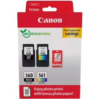 Canon Tinte Photo Value Pack PG-560/CL-561 (inkl. 50 Blatt 10x15 Fotopapier)