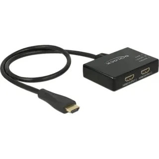 DeLOCK Splitter 1x HDMI Stecker > 2x HDMI out 4K, HDMI Splitter (schwarz, 60cm)