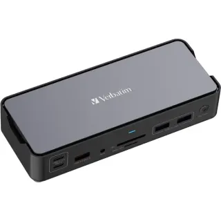Verbatim USB-C Pro Docking Station CDS-15, 15 Port, Dockingstation (aluminium/schwarz, HDMI, DP, RJ-45, USB-A, USB-C, SD, microSD, Audio)