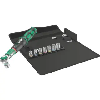 Wera Drehmomentschlüssel Safe-Torque A1 Set 1, 10‑teilig (schwarz/grün, 1/4" Vierkant, 2-12 Nm)