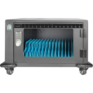 Digitus Mobiler Ladeschrank, 16 Ladestationen, für Tablets bis 14" (schwarz, inkl. USB, Lüfter)