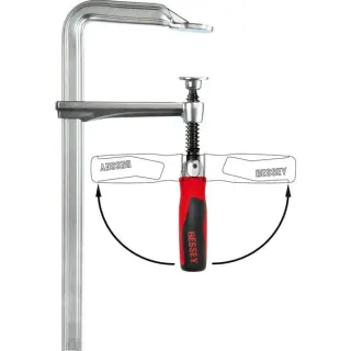 BESSEY Original Ganzstahl-Schraubzwinge GZ60-12KG (silber/rot, 600 / 120, mit Klappgriff)