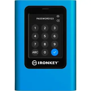 Kingston IronKey Vault Privacy 80 3.84 TB, Externe SSD (blau/schwarz, USB-C 3.2 Gen 1 (5 Gbit/s))