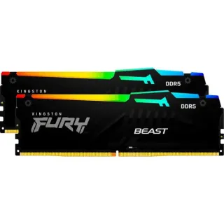 Kingston FURY DIMM 64 GB DDR5-6400 (2x 32 GB) Dual-Kit, Arbeitsspeicher (schwarz, KF564C32BBEAK2-64, FURY Beast RGB, INTEL XMP, AMD EXPO)
