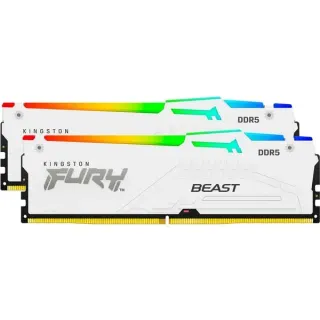 Kingston FURY DIMM 64 GB DDR5-6000 (2x 32 GB) Dual-Kit, Arbeitsspeicher (weiß, KF560C30BWEAK2-64, FURY Beast RGB, INTEL XMP, AMD EXPO)
