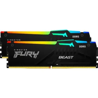 Kingston FURY DIMM 32 GB DDR5-6000 (2x 16 GB) Dual-Kit, Arbeitsspeicher (schwarz, KF560C30BBEAK2-32, FURY Beast RGB, INTEL XMP, AMD EXPO)