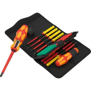 Wera Kraftform Kompakt VDE 17 RA 1, 17-teilig, Schraubendreher (rot/gelb, inkl. 2 Steckgriffe, VDE-Wechselklingen)