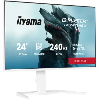 iiyama G-MASTER GB2471HSU-W1, Gaming-Monitor (60.5 cm (23.8 Zoll), weiß (matt), FullHD, Fast-IPS, HDMI, DP, G-Sync komp., USB-Hub, 240Hz Panel)