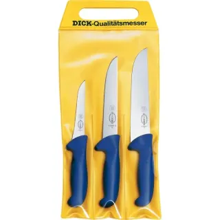 DICK ErgoGrip Messersatz, 3-teilig (blau, Blockmesser, 2 Ausbeinmesser)