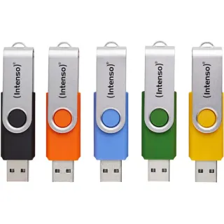 Intenso Office Line Multipack 32 GB, USB-Stick (5 USB-A 3.2 USB-Sticks in Gelb, Grün, Schwarz, Blau + Orange)