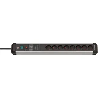 Brennenstuhl Premium-Protect-Line Steckdosenleiste 8-fach (schwarz/aluminium, 3 Meter, 60.000A Überspannungsschutz)