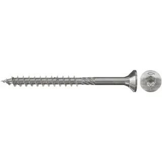 fischer Spanplattenschraube PowerFast 6,0x180 Senkkopf TX (100 Stück, mit Teilgewinde, Edelstahl A2)
