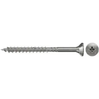 fischer Spanplattenschraube PowerFast 6,0 x 100 Senkkopf PZ (100 Stück, Teilgewinde, nicht rostender Stahl A2)