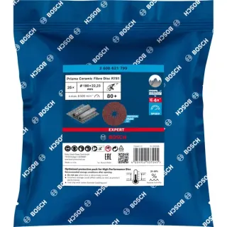 Bosch Professional X-LOCK Expert R781 Prisma Ceramic Fiberschleifscheibe, Ø 180mm, K80 (25 Stück, Bohrung 22,23mm)