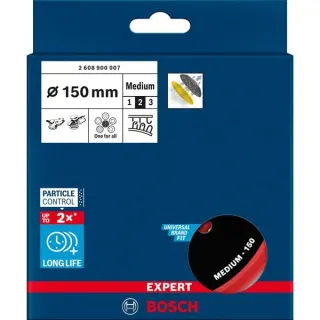 Bosch Professional Expert Multiloch Universalstützteller, mittelhart, Ø150mm, M8+5/16", Schleifteller (schwarz, für Exzenterschleifer)