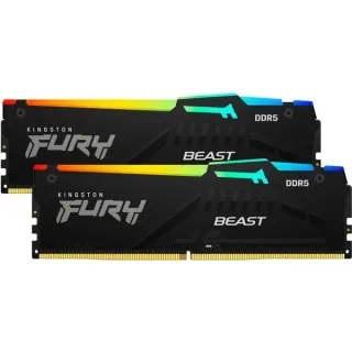 Kingston FURY DIMM 64 GB DDR5-6000 (2x 32 GB) Dual-Kit, Arbeitsspeicher (schwarz, KF560C36BBEAK2-64, FURY Beast RGB, AMD EXPO)