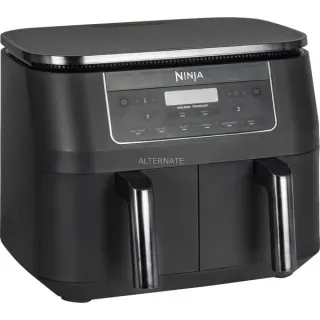 Ninja Dual Zone Heißluftfritteuse DZ300EU (grau/silber, 2.470 Watt, 2 Körbe je 3,8 Liter)