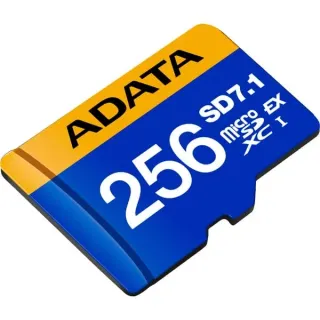 ADATA Premier Extreme microSDXC SD7.1 256 GB, Speicherkarte (blau/gelb, SD7.1 Express, UHS-I U3, Class 10, V30, Nintendo Switch 2 Ready)
