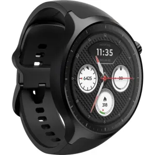 Motorola moto watch, Smartwatch (schwarz, mit schwarzem Silikon-Armband)