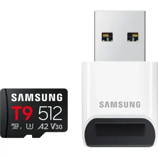 Samsung T9 microSDXC 512 GB, Speicherkarte (schwarz, mit USB-Kartenleser)