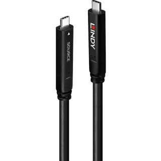 Lindy USB 3.2 Gen 2 & DP 1.4 Typ C Hybridkabel, Verlängerungskabel (schwarz, 15m)