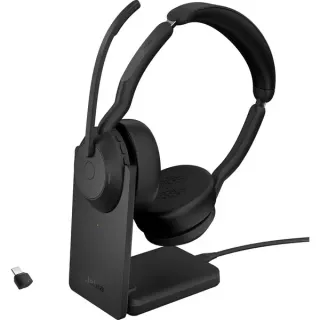 Jabra Evolve2 55, mit Ladestation, Headset (schwarz, Stereo, Microsoft Teams, USB-C, Link380c)